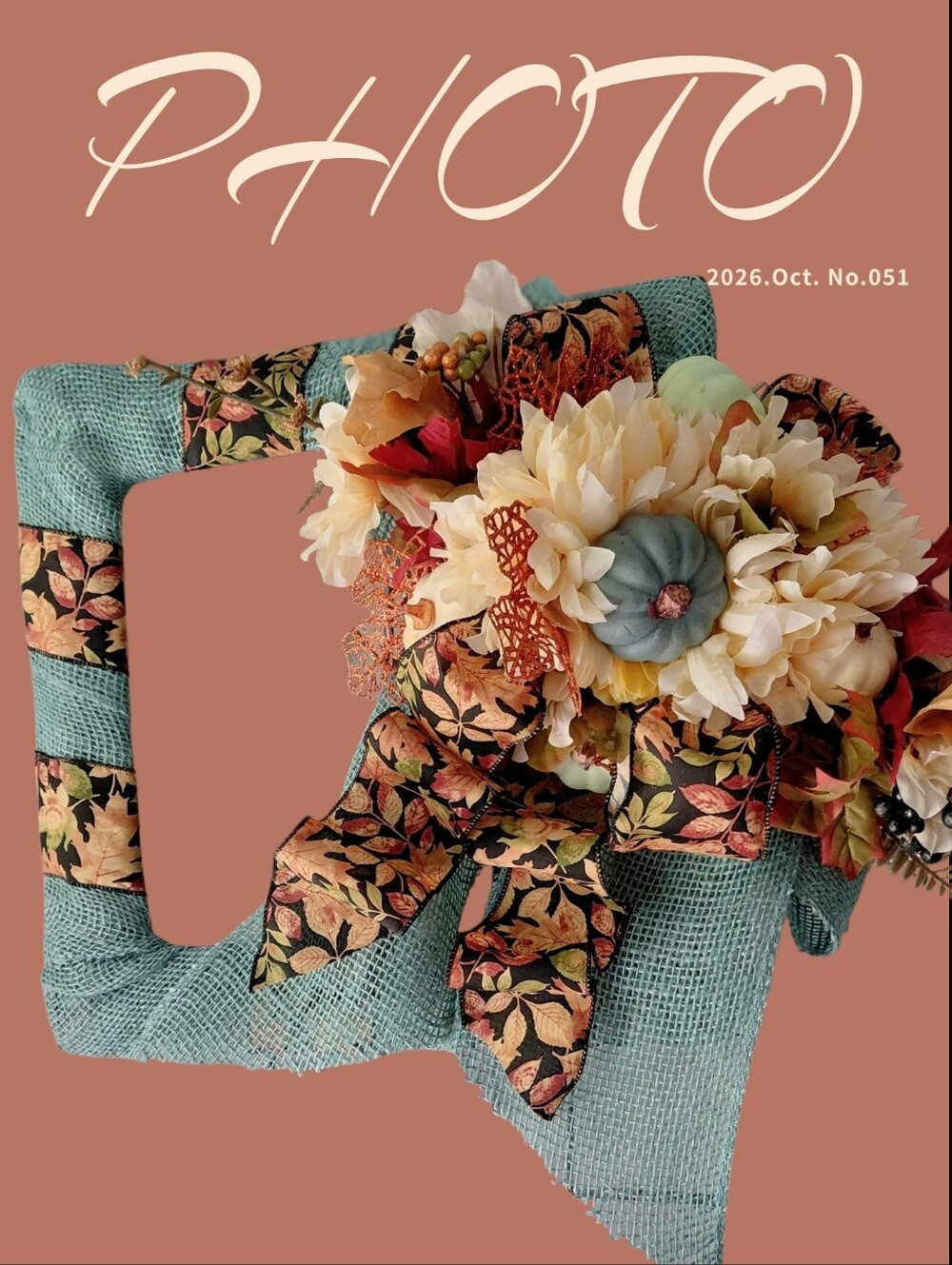 Square Beautiful Burlap Autumn Wreath